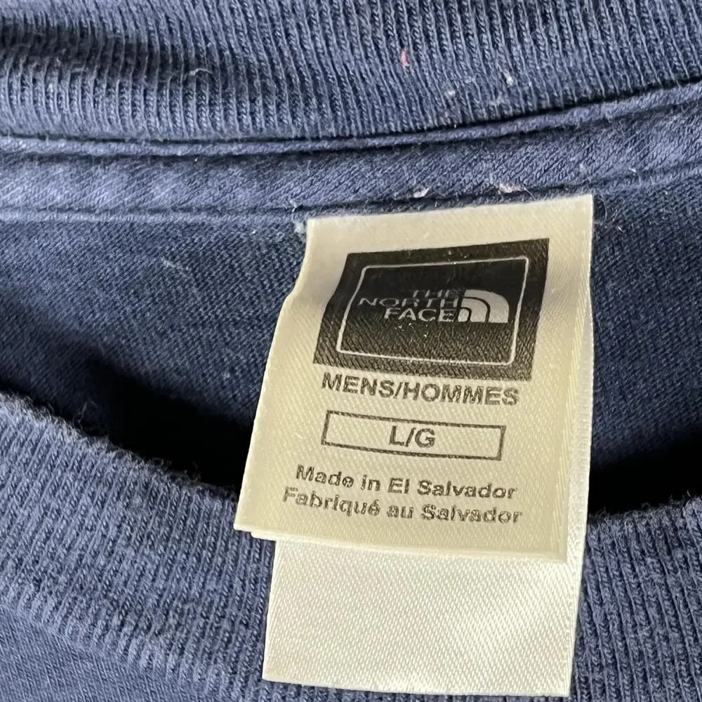 The North Face Shirt Mens L Blue Short Sleeve Crew Neck Mountain Grid Graphic